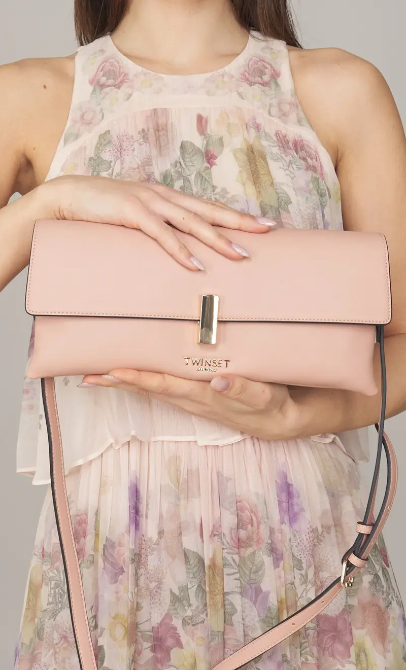 Borsa a tracolla twinset con logo lettering, colore rosa