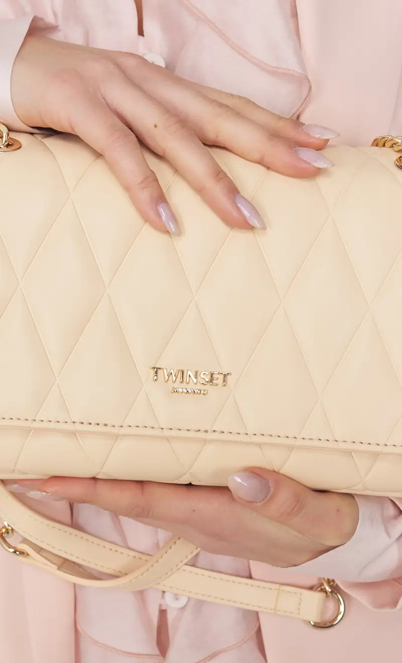 Borsa a tracolla twinset trapuntata con logo, colore nero miniatura 2