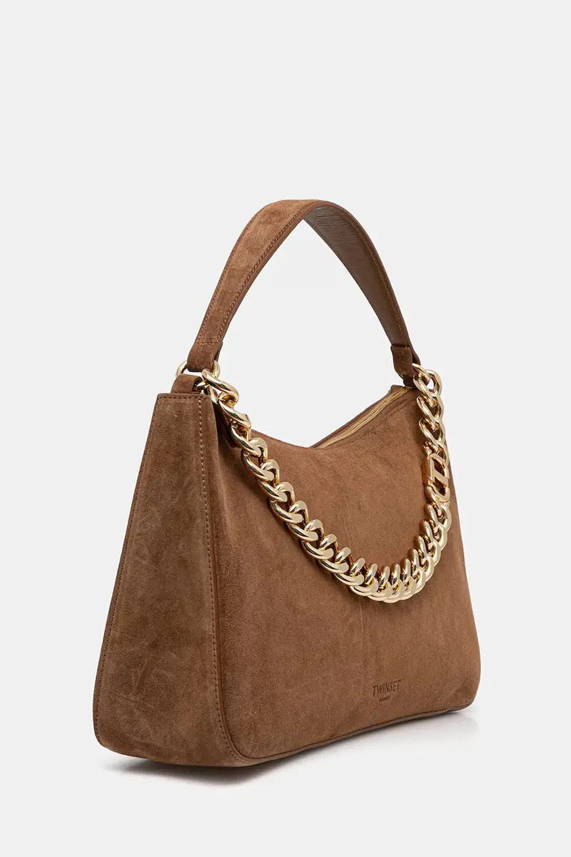 borsa in pelle scamosciata colore marrone 252TB7162 miniatura 2