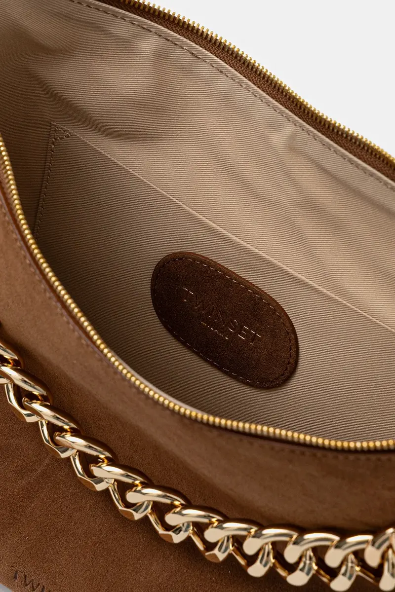 borsa in pelle scamosciata colore marrone 252TB7162 miniatura 5