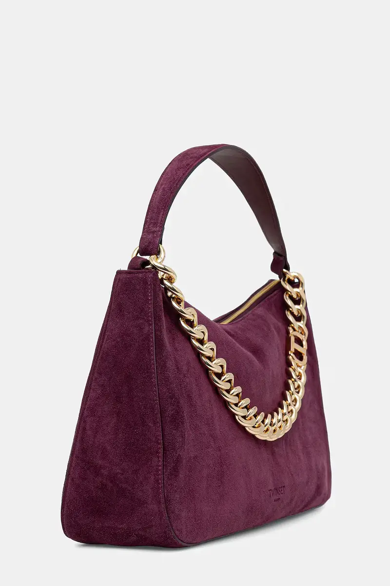 borsa in pelle scamosciata Violetto miniatura 2