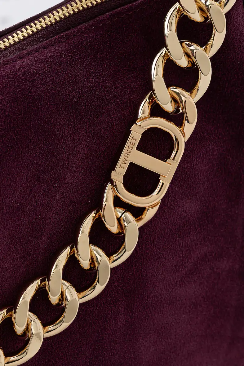 borsa in pelle scamosciata Violetto miniatura 4