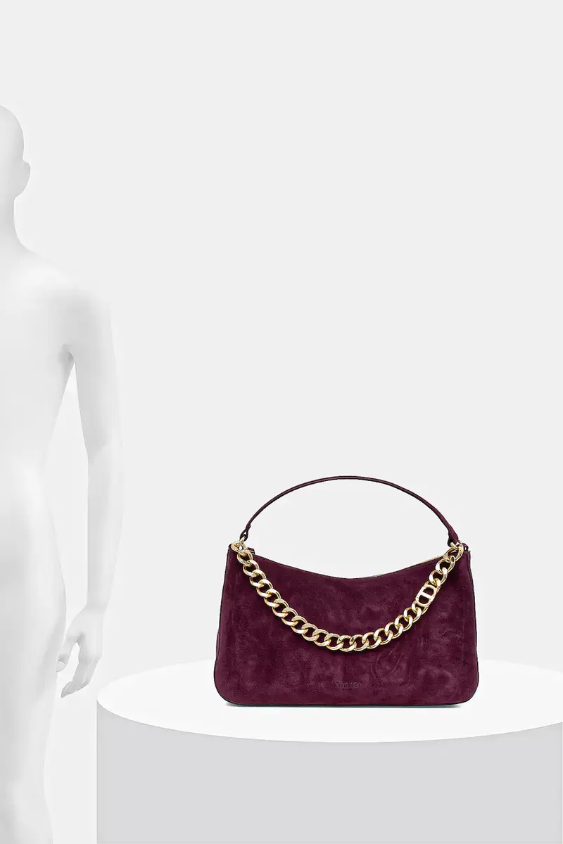 borsa in pelle scamosciata Violetto miniatura 5