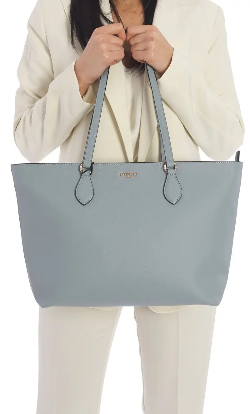 Borsa shopping twinset con logo lettering, colore verde acqua