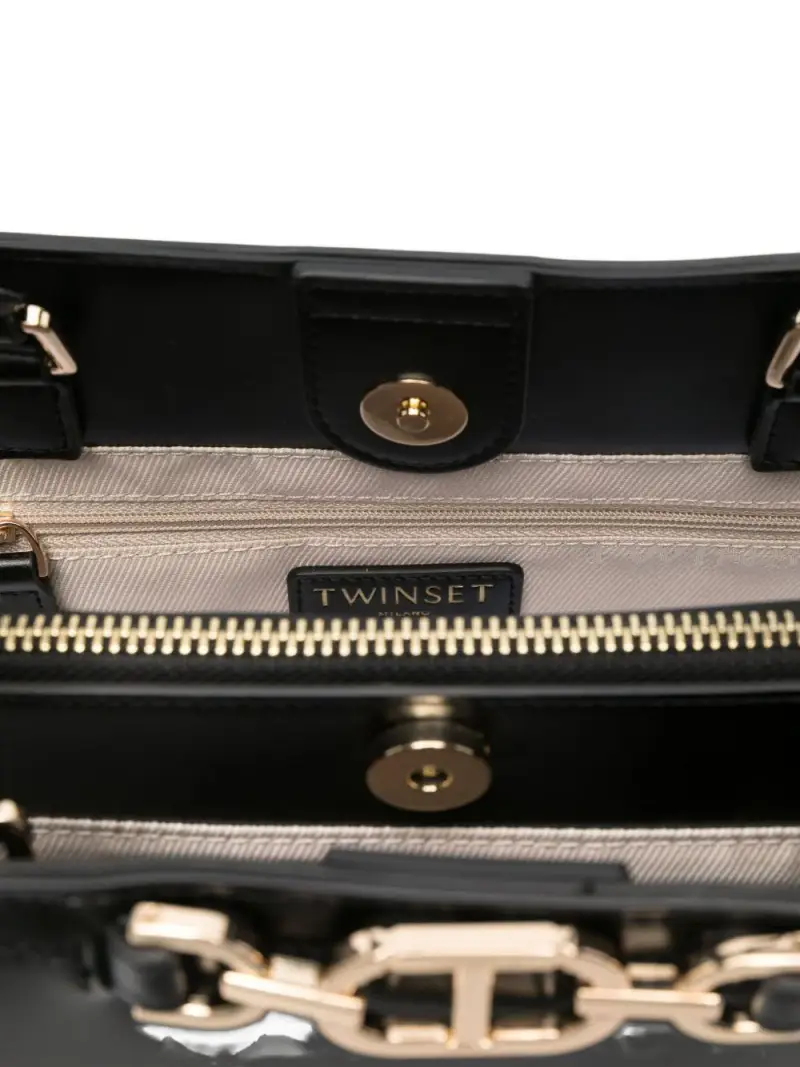 Borsa tote nera con manici e tracolla Nero miniatura 3