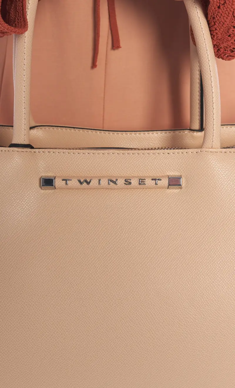 Borsa tote twinset con logo letterig, colore rosa miniatura 2