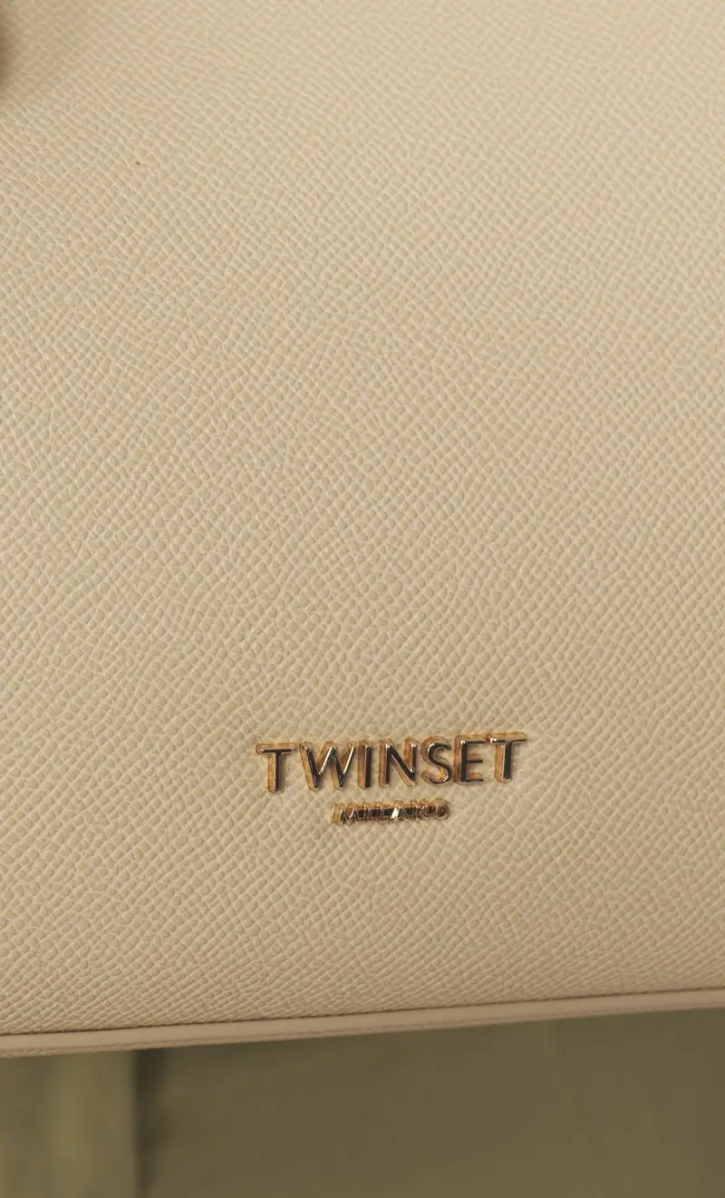 Borsa tote twinset con logo lettering, colore panna miniatura 2