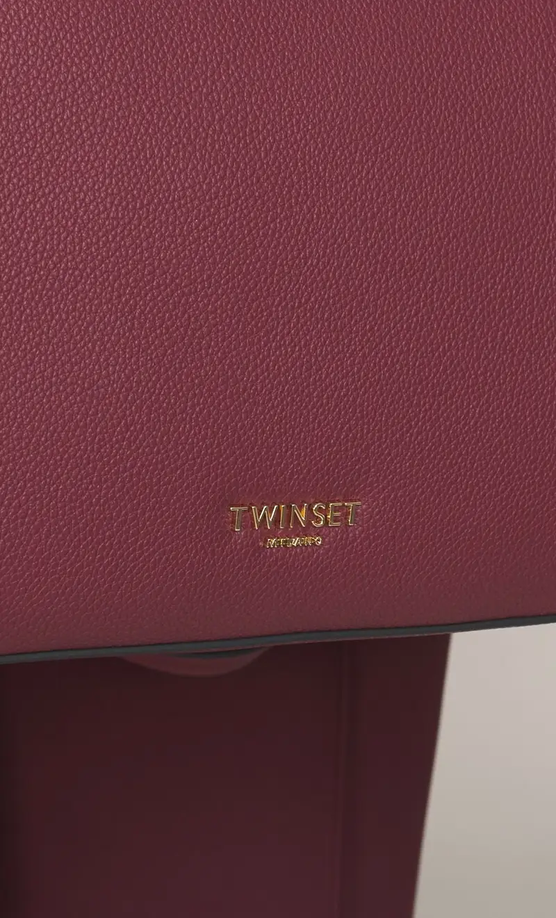 Borsa tote twinset con logo lettering e fibbie, colore bordeaux miniatura 2