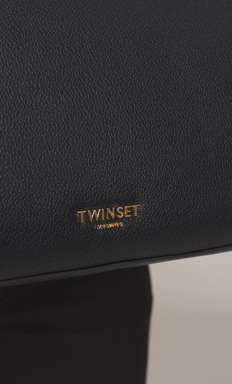 Borsa tote twinset con logo lettering e fibbie, colore nero miniatura 2