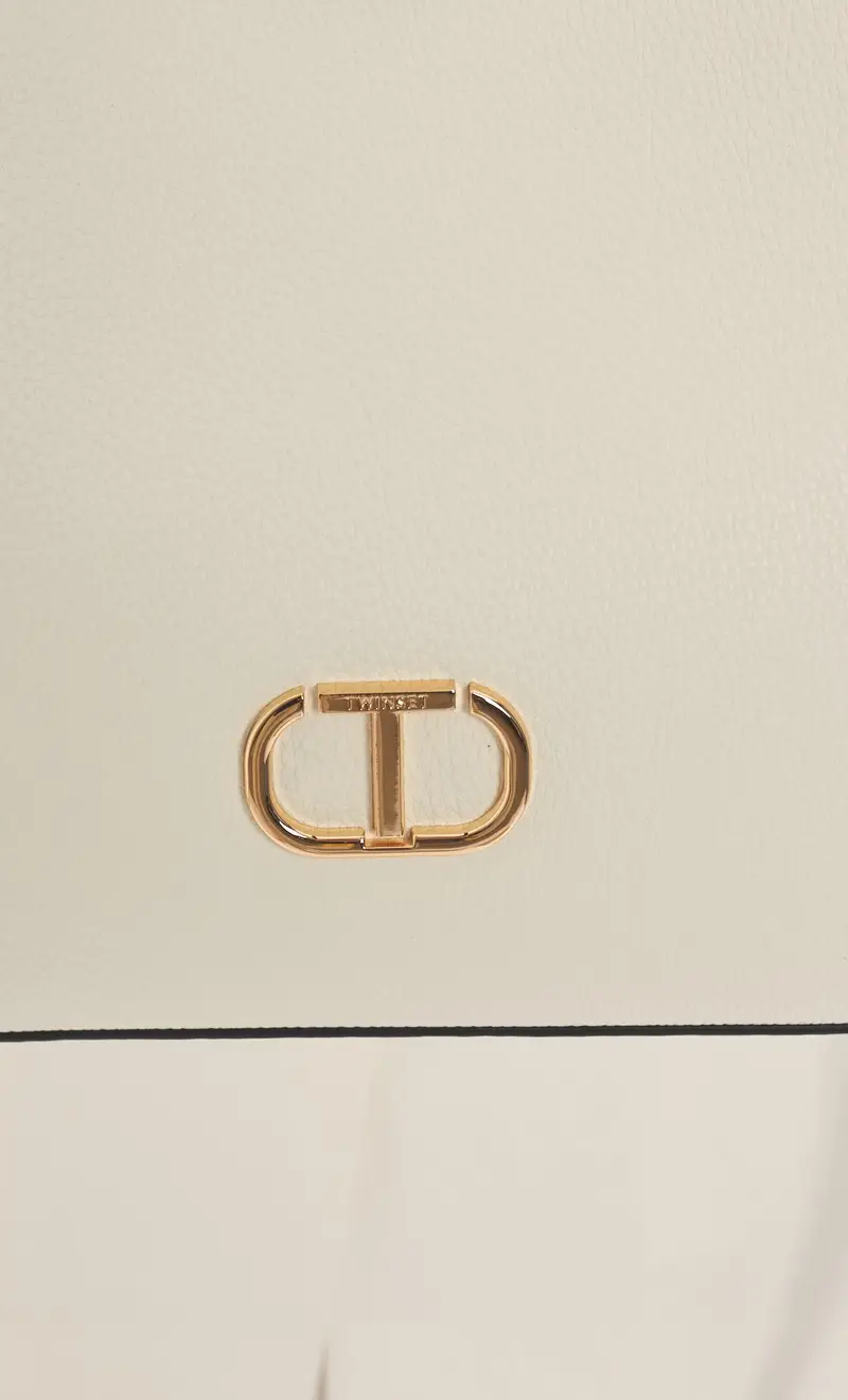 Borsa tote twinset con manico intrecciato e logo, colore bianco miniatura 2