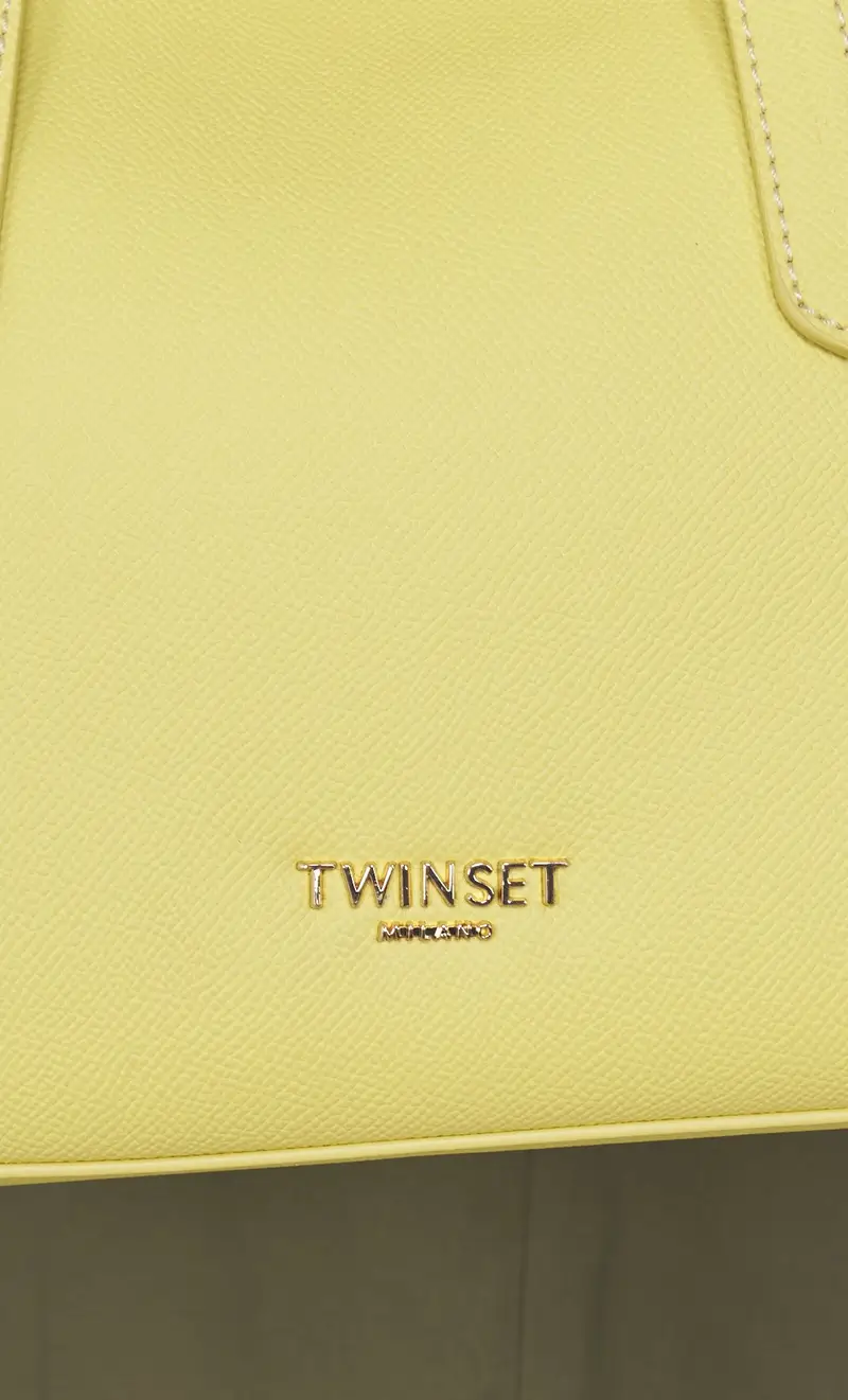 Borsa tote twinset piccola con logo lettering, colore giallo miniatura 2