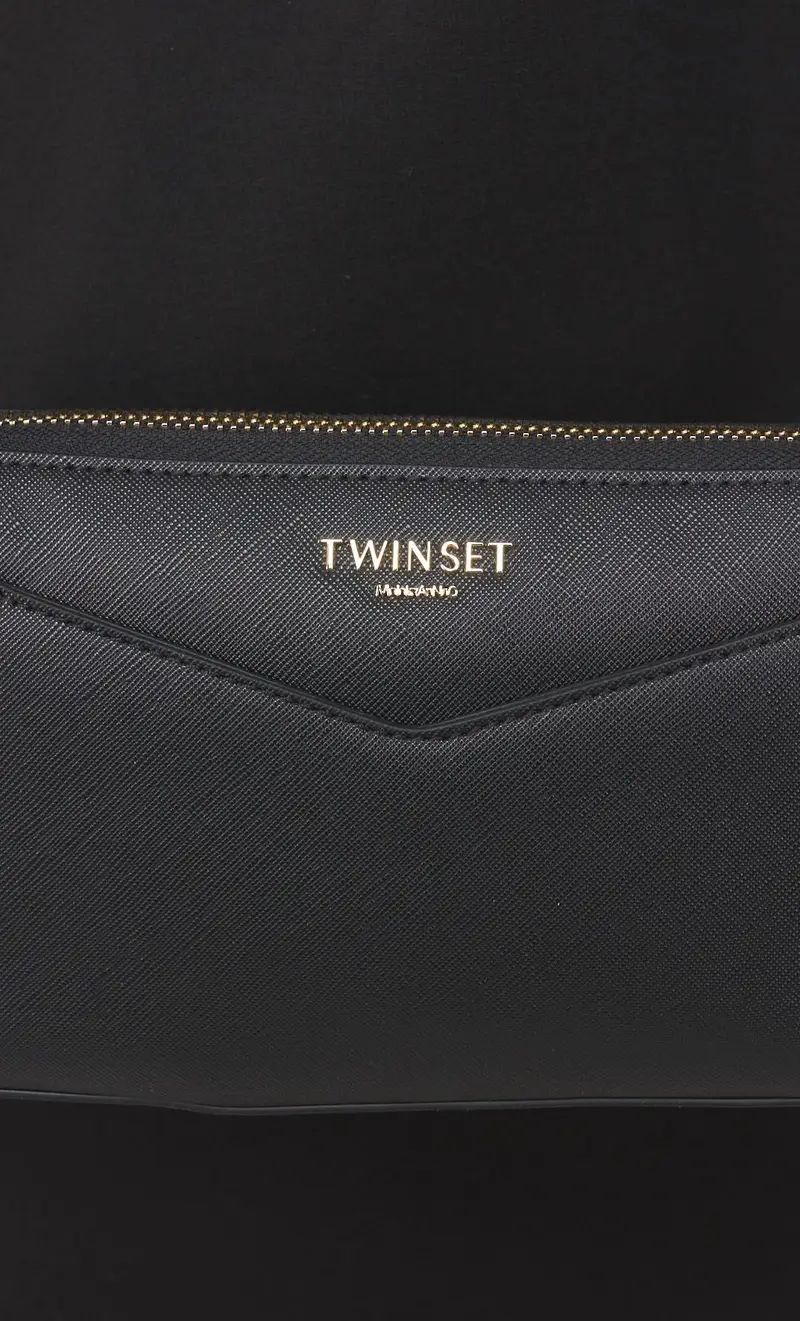 Borsetta a tracolla twinset con logo lettering e catena, colore nero miniatura 2