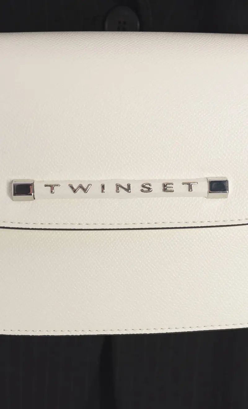 Borsetta twinset a tracolla con logo lettering, colore bianco miniatura 2
