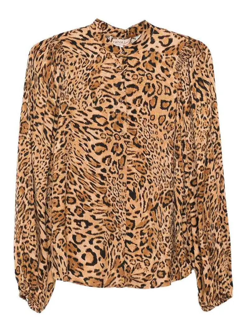 Camicia Con Stampa Marrone