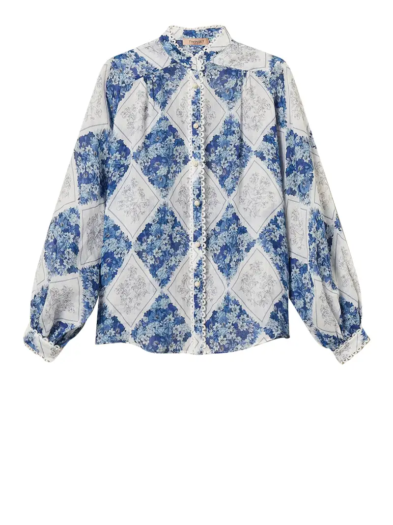 camicia fantasia twin set da donna - blu