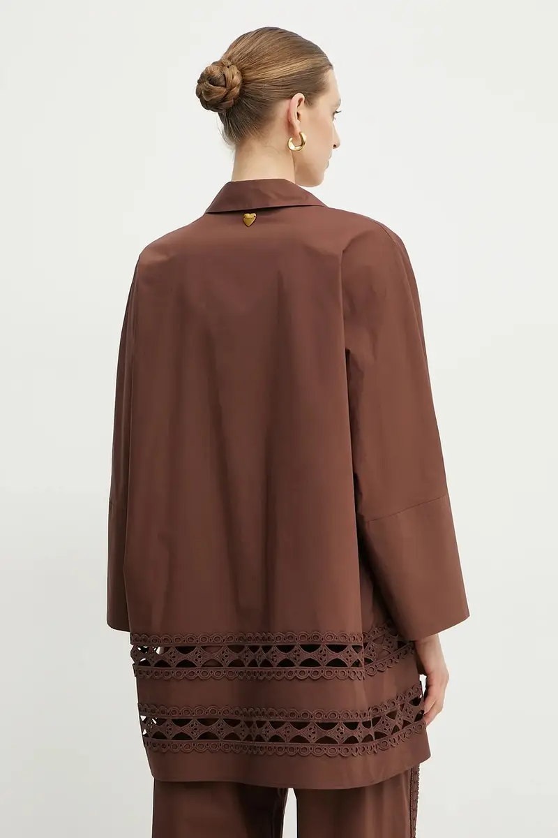 camicia in cotone donna colore marrone 251LB2KBB miniatura 3