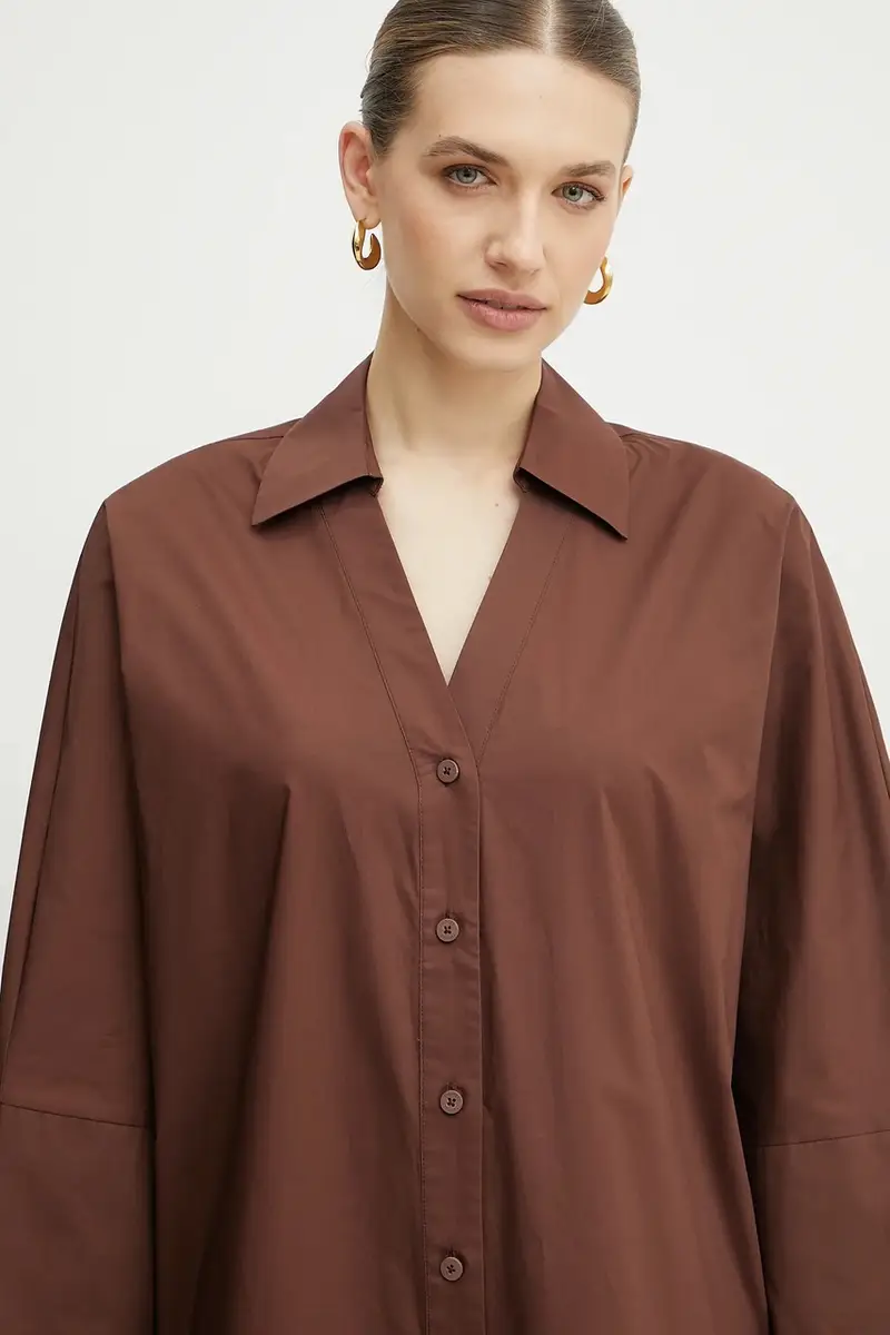 camicia in cotone donna colore marrone 251LB2KBB miniatura 4