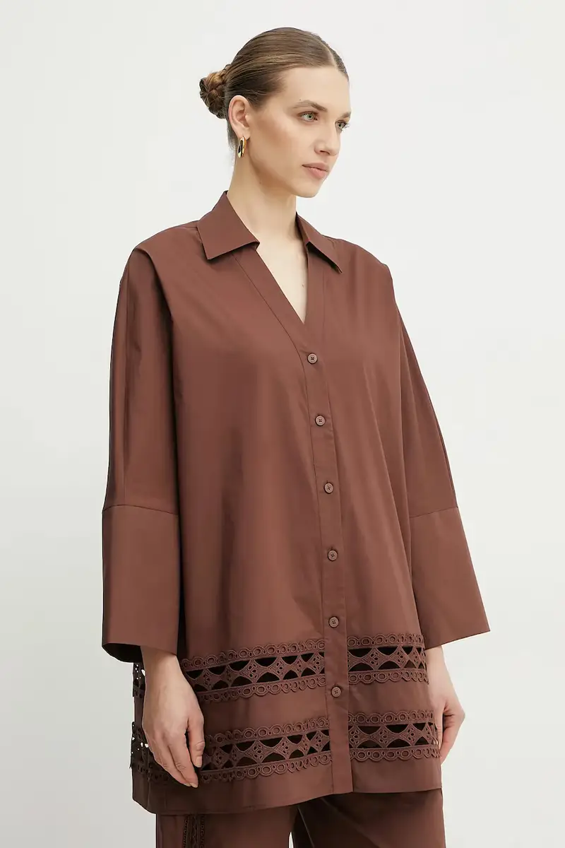 camicia in cotone donna colore marrone 251LB2KBB
