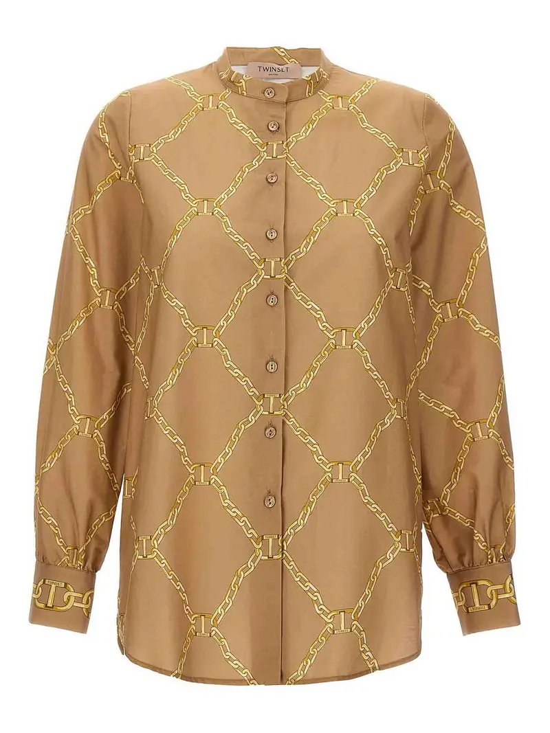 Camicia stampata Beige