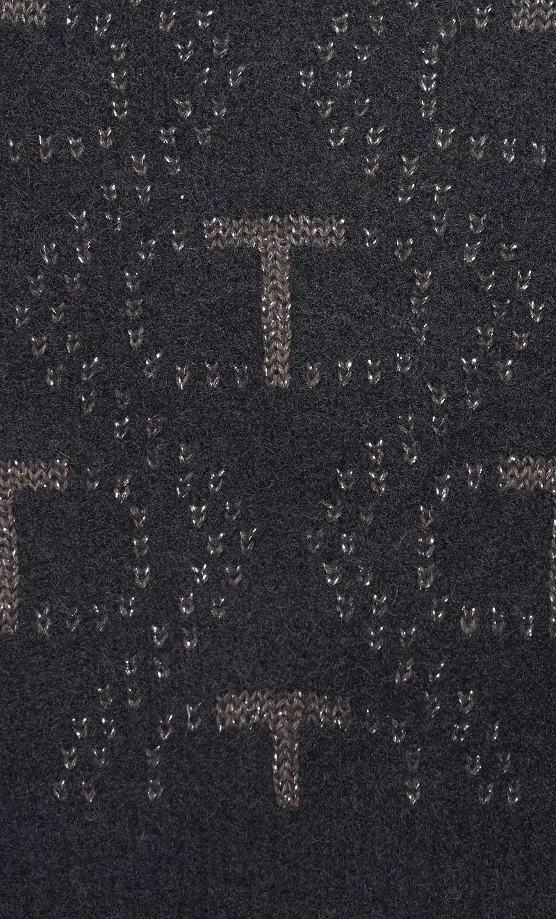 Cappello twinset bianco con logo in lurex, colore nero miniatura 2