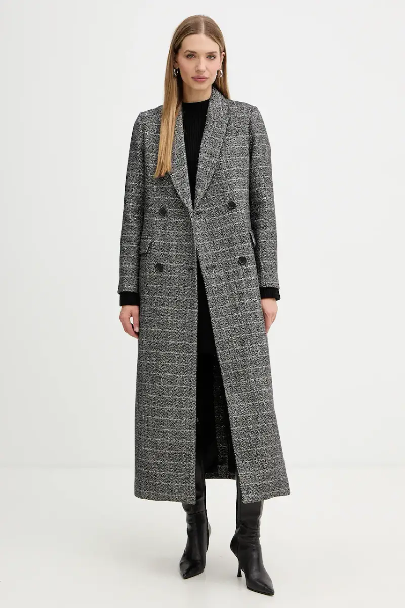 cappotto con lana Grigio miniatura 2