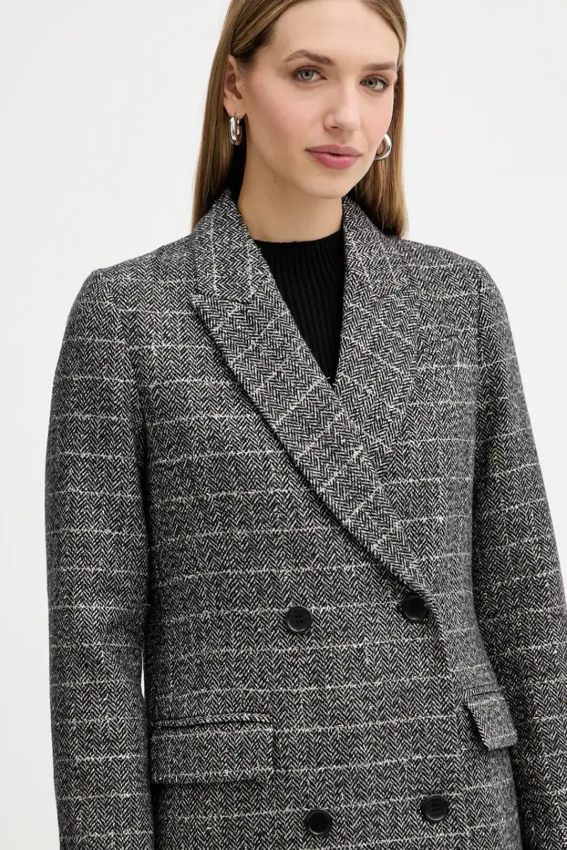 cappotto con lana Grigio miniatura 4
