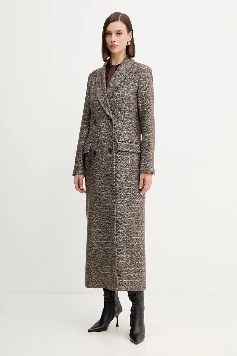 cappotto con lana Marrone miniatura 2