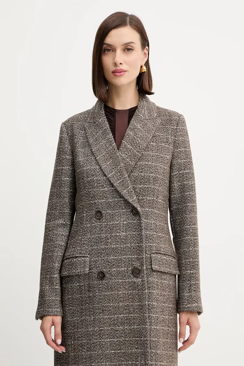 cappotto con lana Marrone miniatura 4