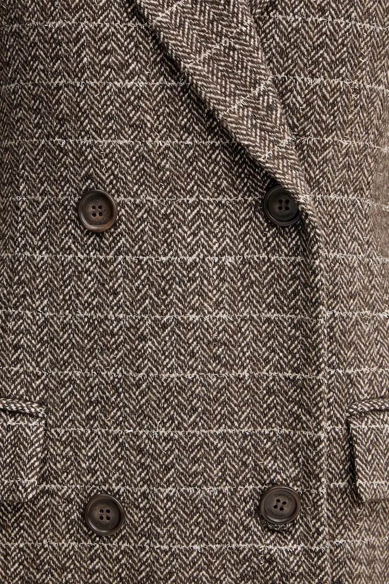 cappotto con lana Marrone miniatura 5