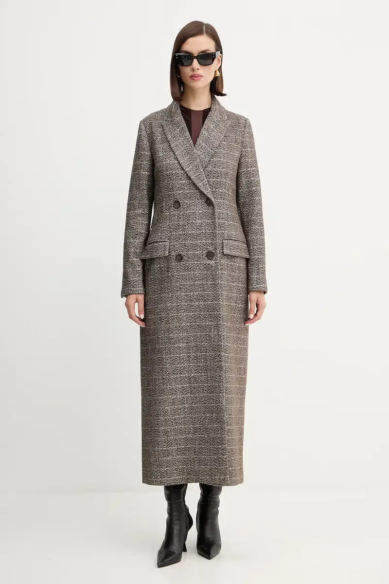 cappotto con lana Marrone