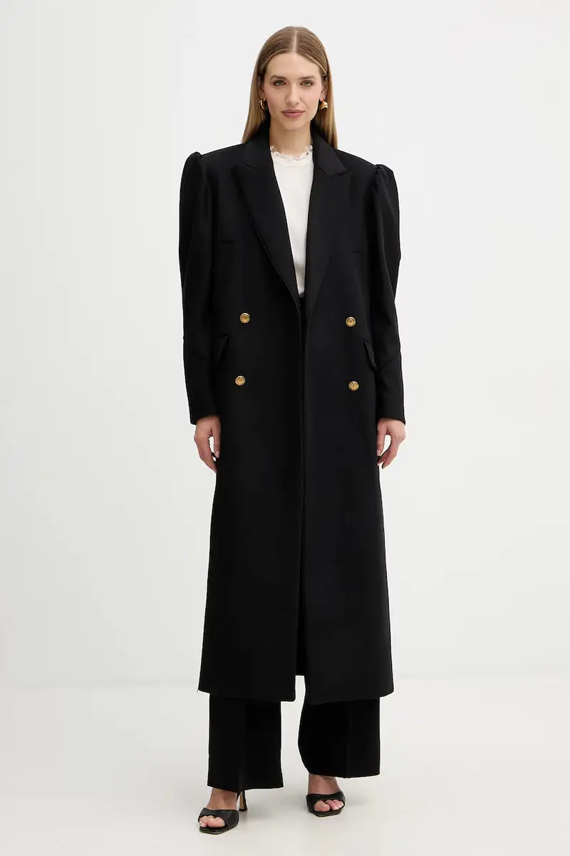 cappotto con lana Nero miniatura 2