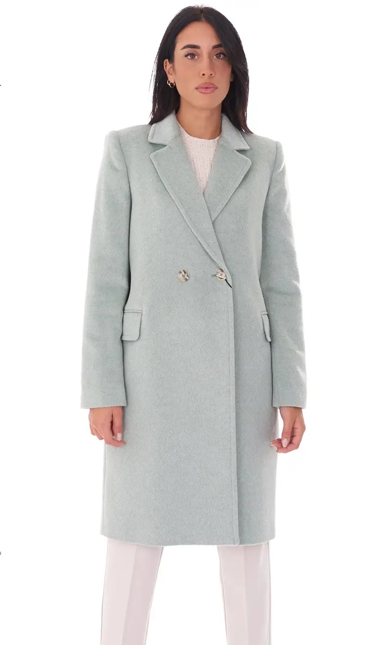 Cappotto lungo twinset doppiopetto diagonale, colore verde