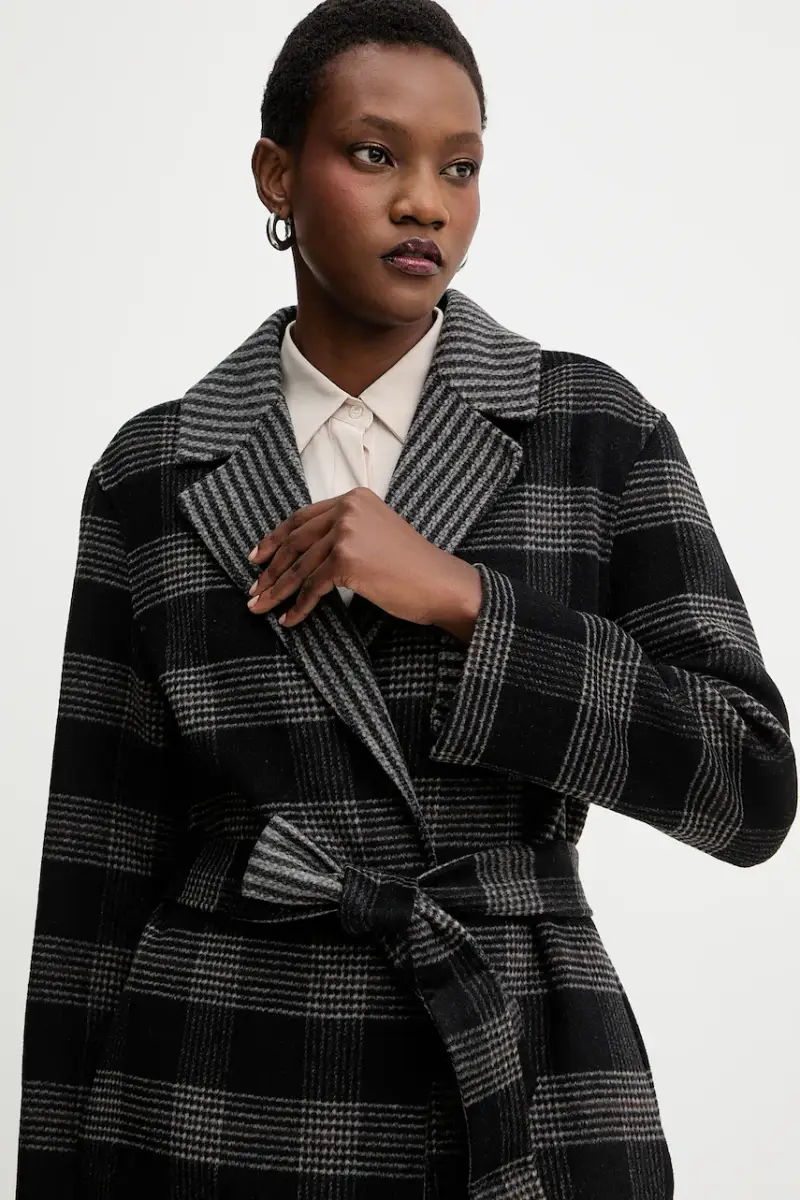 cappotto reversibile con lana Nero miniatura 5