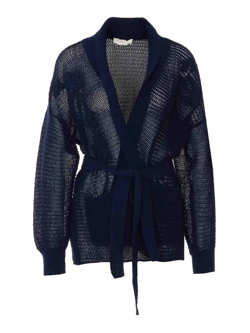 Cardigan lavorato a maglia blu