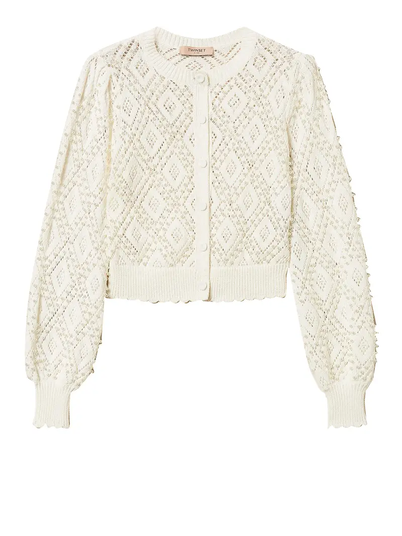 cardigan twin set da donna - bianco