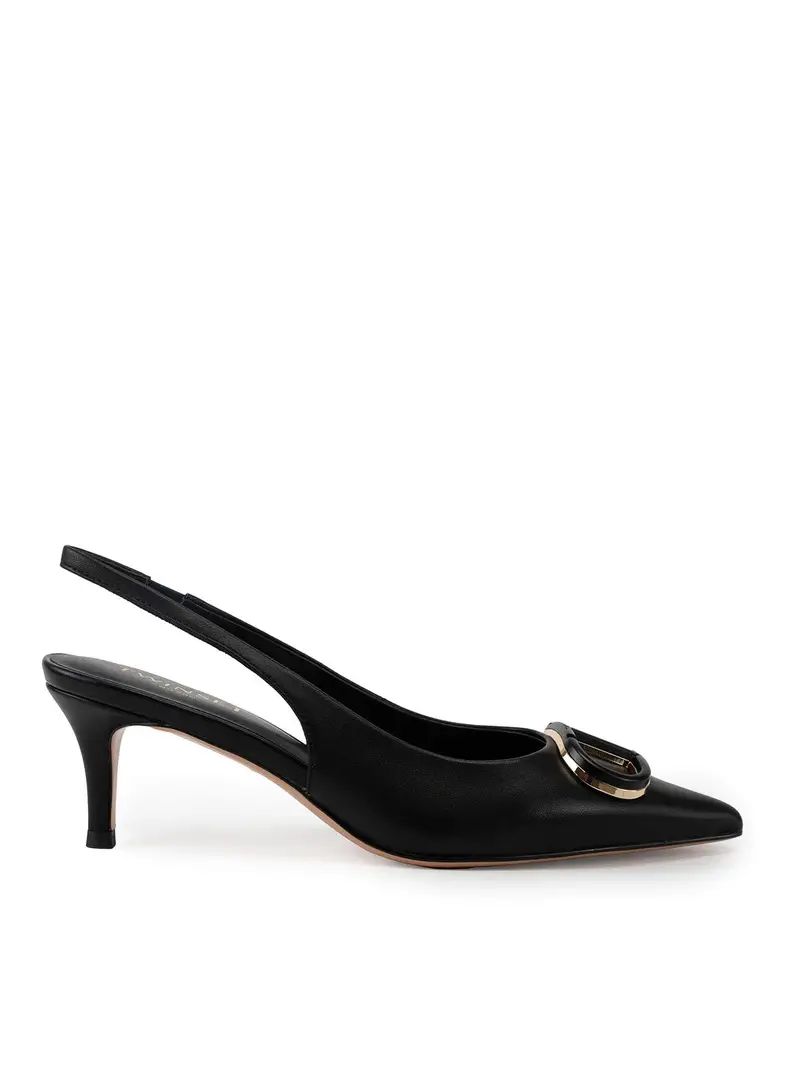 Decollete Sling Back Con Oval-T Nero
