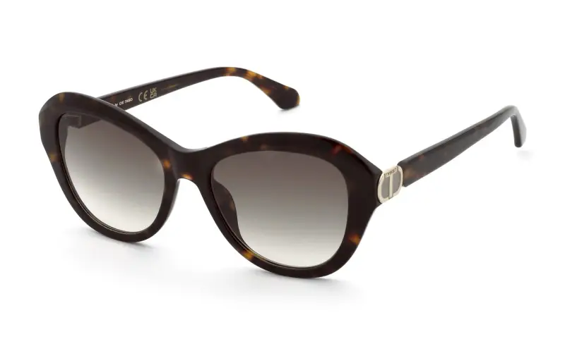 Donna Twinset STW097 04BL Occhiali da sole Acetato Havana Marrone Farfalla Normale Sfumato