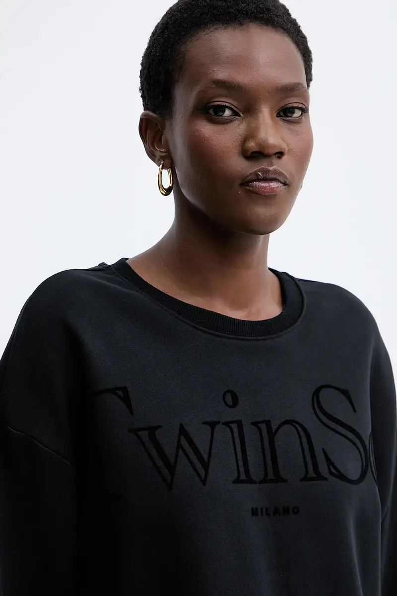 felpa in cotone Nero miniatura 4