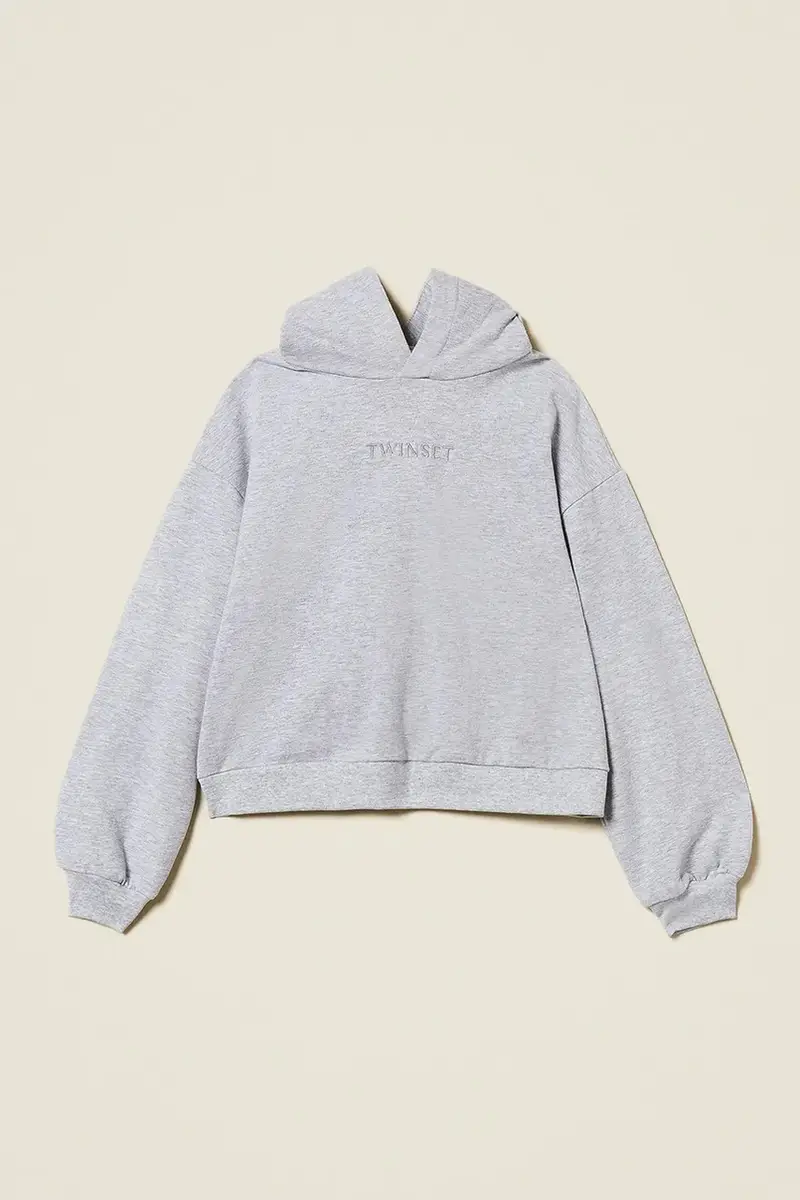 felpa per bambini colore grigio con cappuccio 252GJ2010 miniatura 2