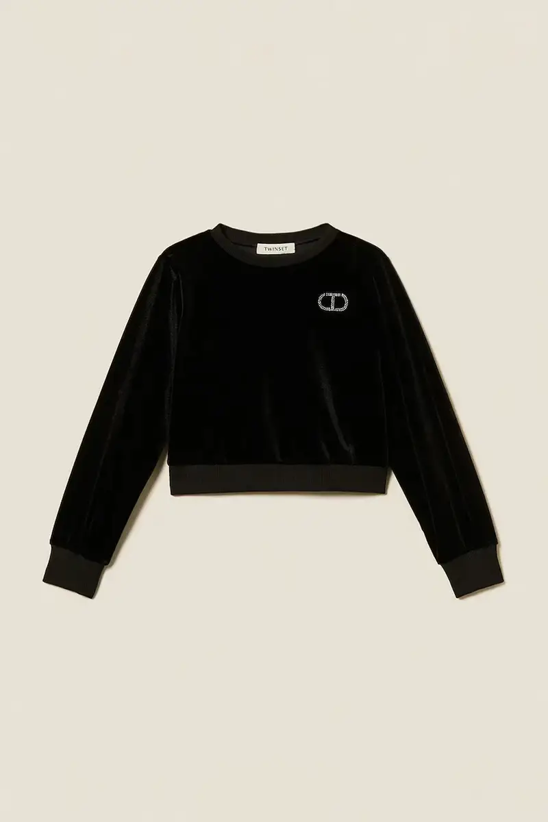 felpa per bambini colore nero con applicazione 252GJ2033 miniatura 2