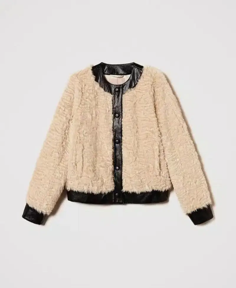 Giacca bomber Fur Beige Bianco