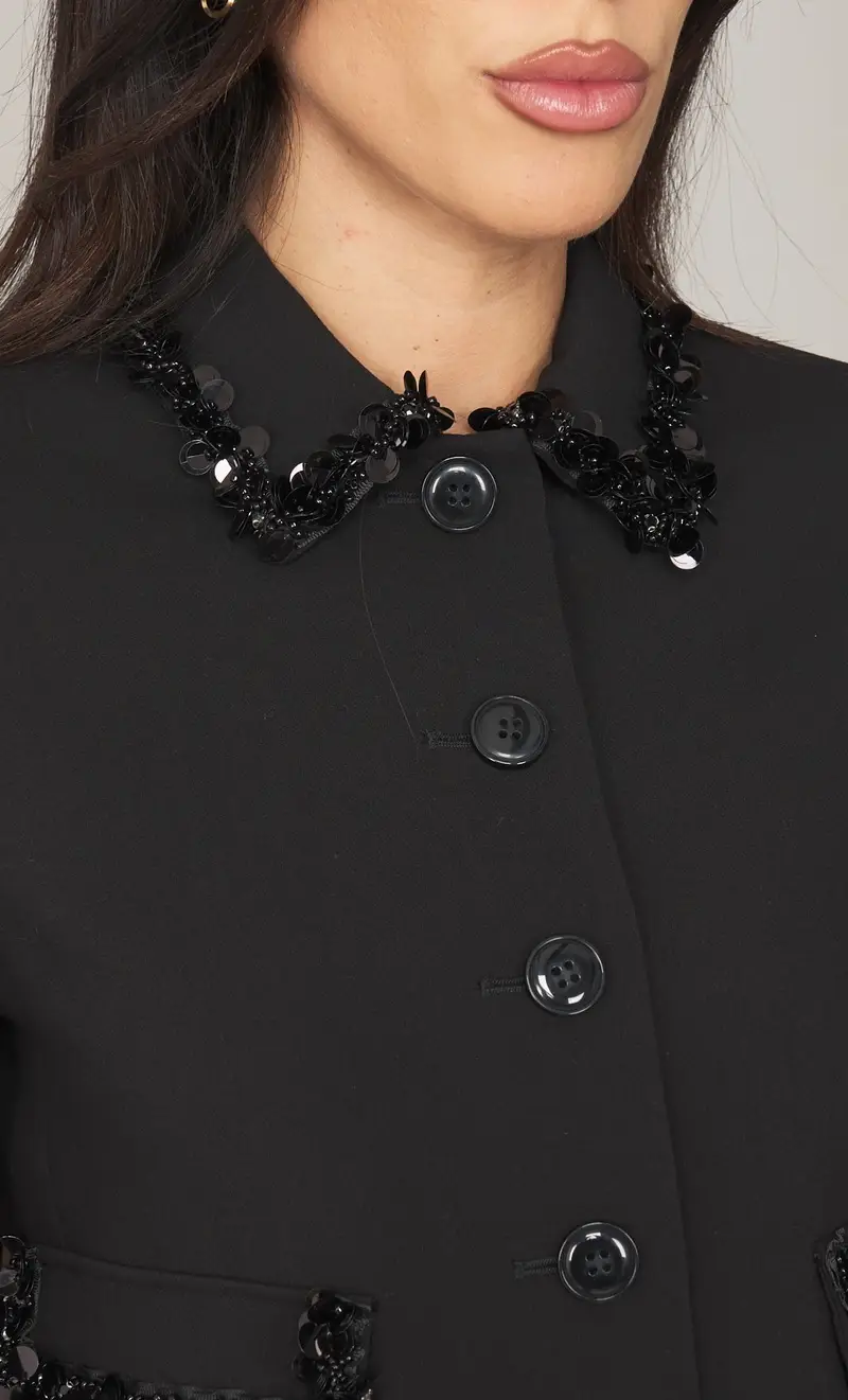 Giacca corta twinset con pietre applicate, colore nero miniatura 2