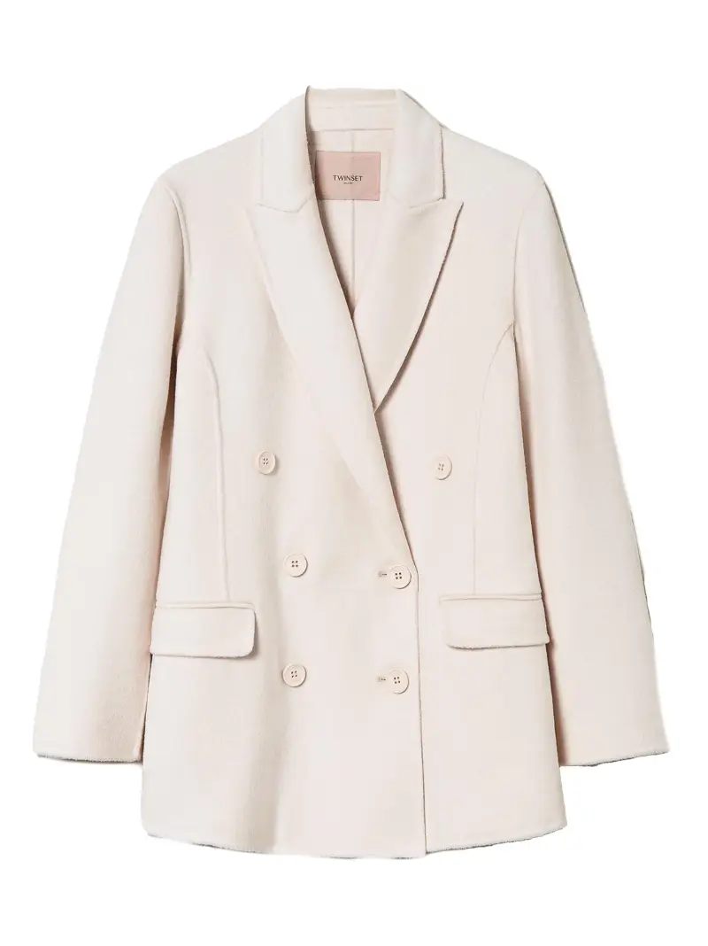 Giacca doppiopetto misto lana Bianco