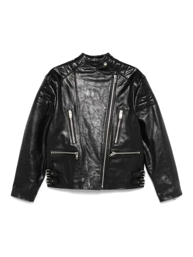 Giacca per motociclisti in pelle Nero
