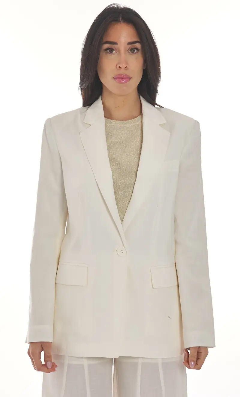 TWINSET Giacca in misto lino, colore panna