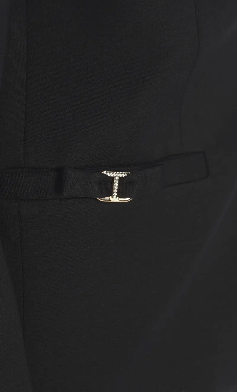 Giacca twinset in punto milano nera, colore nero miniatura 2