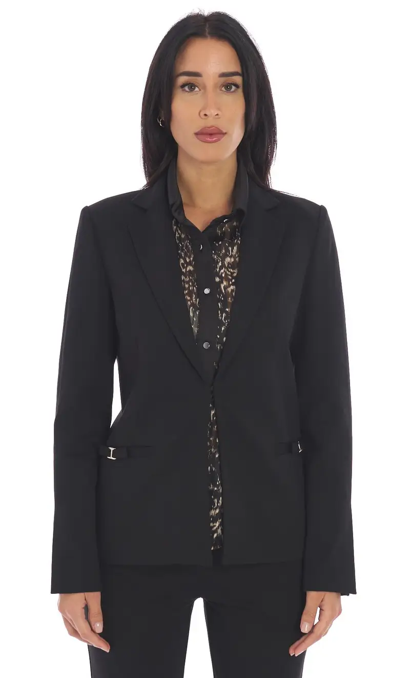 Giacca twinset in punto milano nera, colore nero