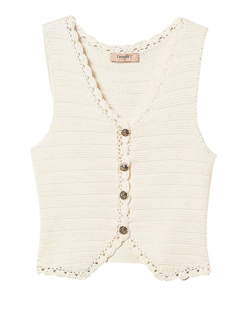 gilet twin set da donna - avorio
