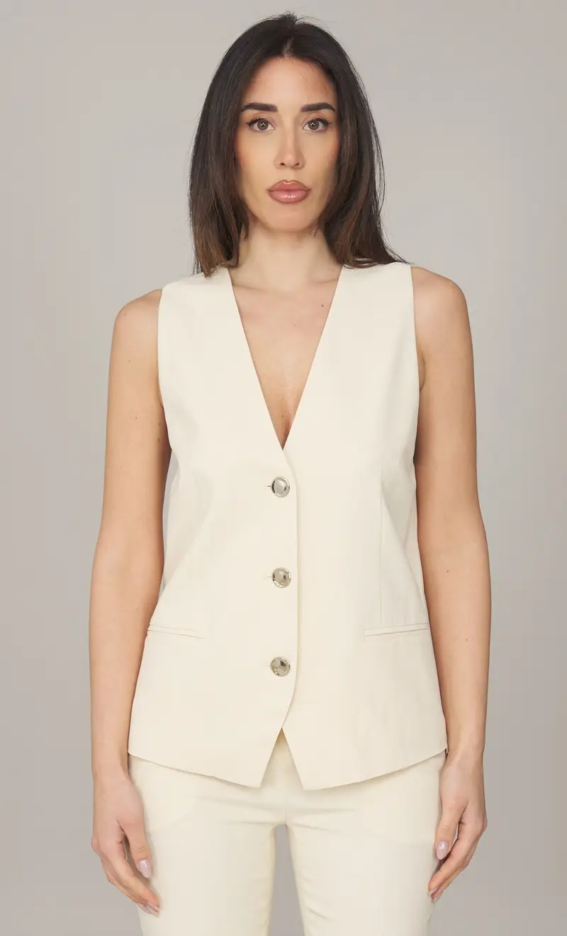 Gilet twinset con bottoni in metallo, colore panna