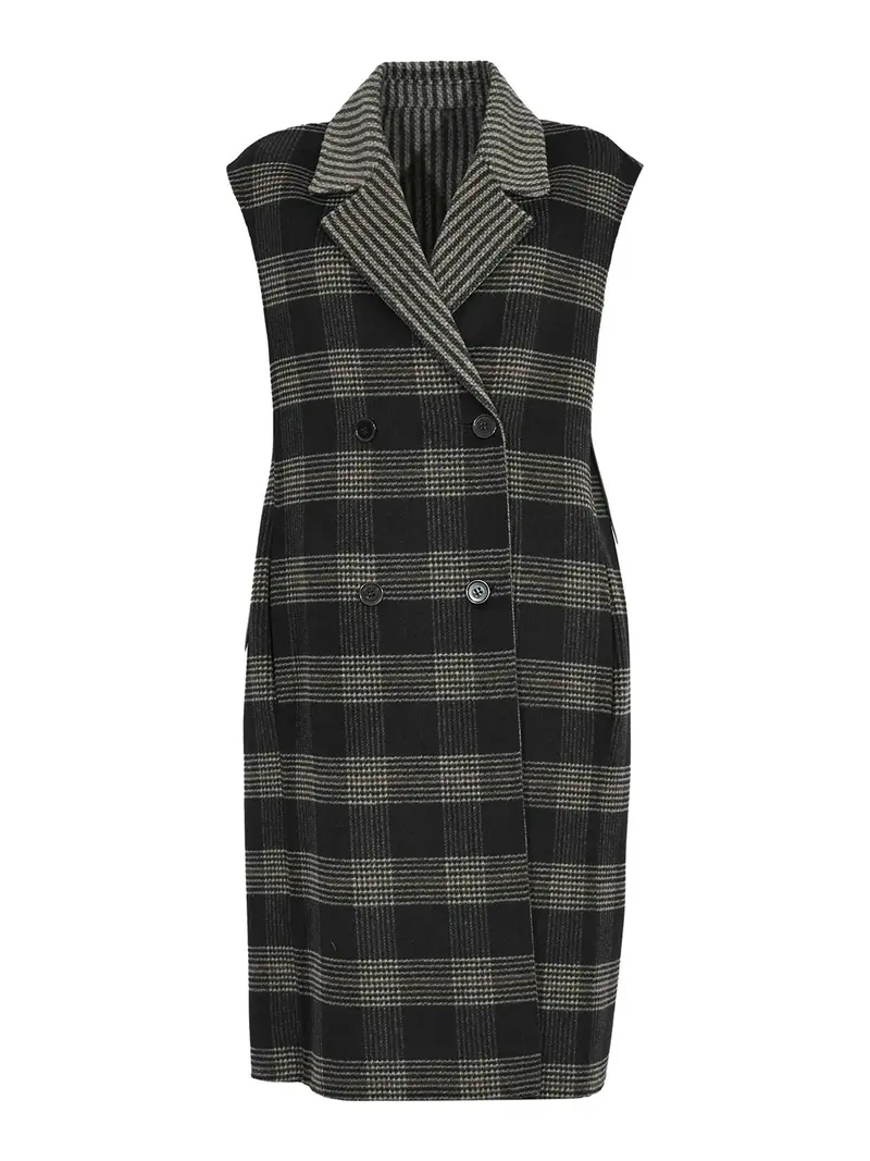 Giubbotto di lana reversibile lungo Nero